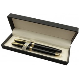 Rinkinys JAGUAR BLACK/GOLD, tušinukas + rašiklis, dovanų dėžutėje