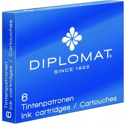 Rašalo kapsulės DIPLOMAT, mėlynos, 6 vnt.