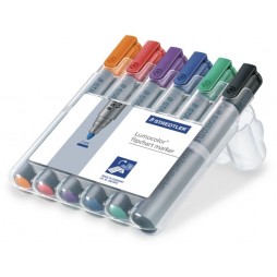Žymeklių rinkinys konferenciniams bloknotams STAEDTLER Lumocolor 356, 6 spalvos