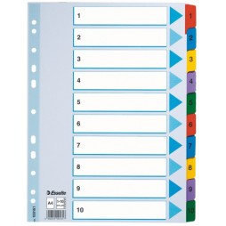 Skiriamieji lapai ESSELTE, 1-10, spalvoti, A4