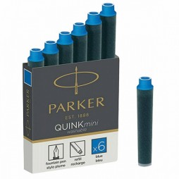 Rašalo kapsulės PARKER Quink Mini, mėlynos, 6 vnt.