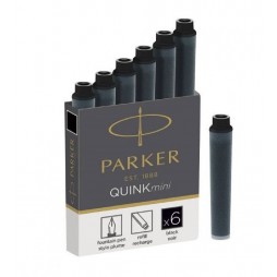 Rašalo kapsulės PARKER Quink Mini, juodos, 6 vnt.