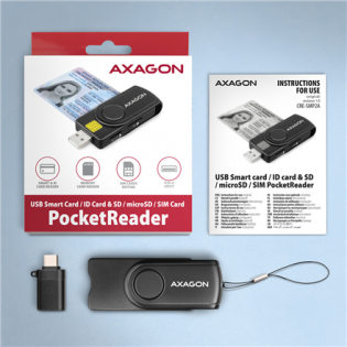 AXAGON Compact travel USB-A + USB-C contact Smart/ID card and SD ...