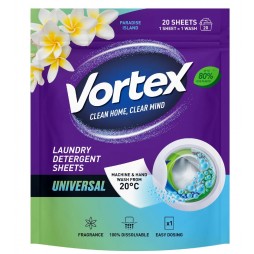 Universalūs skalbimo lapeliai VORTEX, 20 vnt