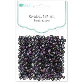 Karoliukai juodi RAIDĖS 124vnt